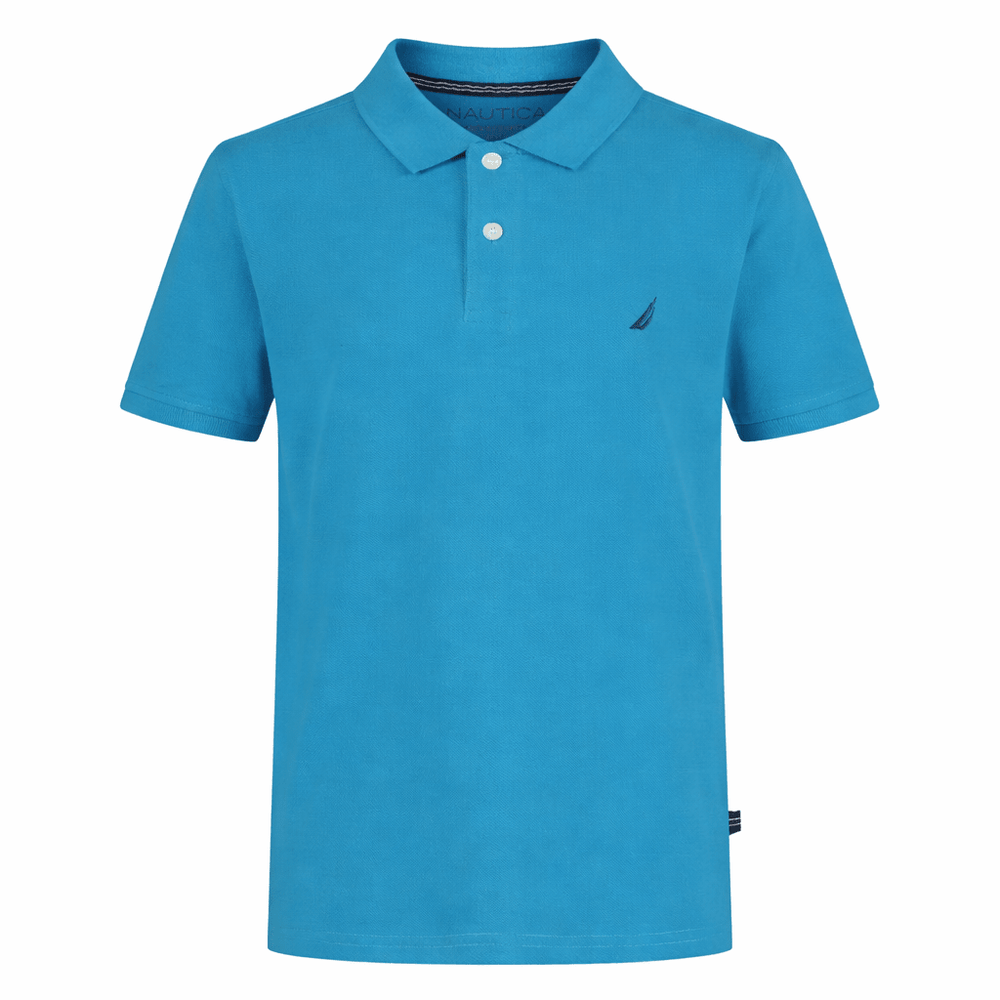Nautica Boys' Short Sleeve Solid Deck Polo – Teal Blue