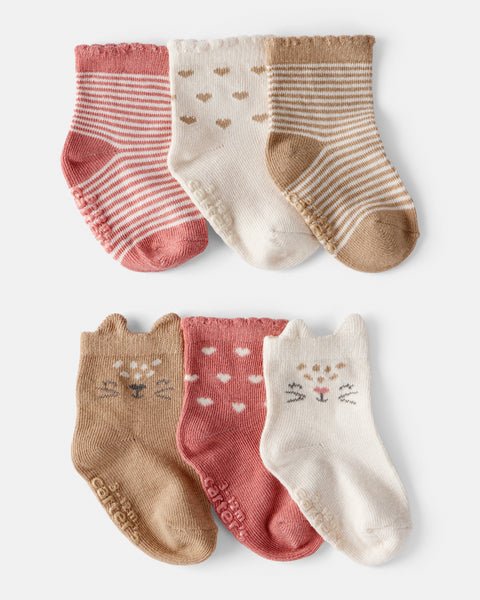 Carter's Baby Girl 6-Pack Socks Cat Hearts