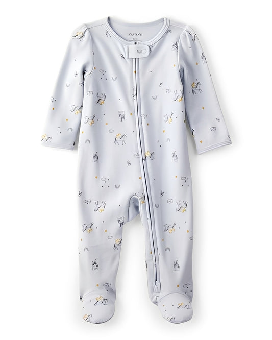 Carter's Baby Girl Unicorn Star Print 100 Percent Cotton Long Sleeve 2 Way Zip Sleep & Play Pajamas Blue - ColorPlay