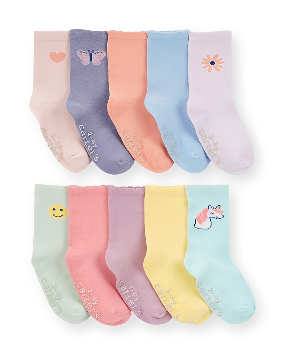Carter's Toddler Girl 10 Pack Crew Socks - ColorPlay