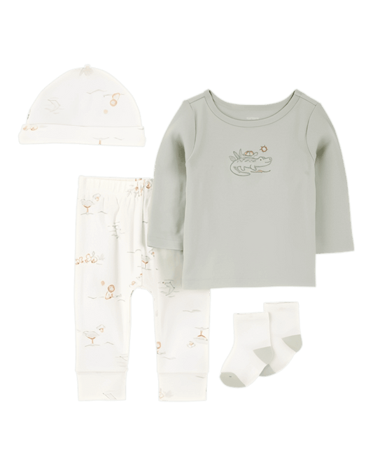 Carter's Baby 4 Piece Alligator Outfit Set Green - ColorPlay
