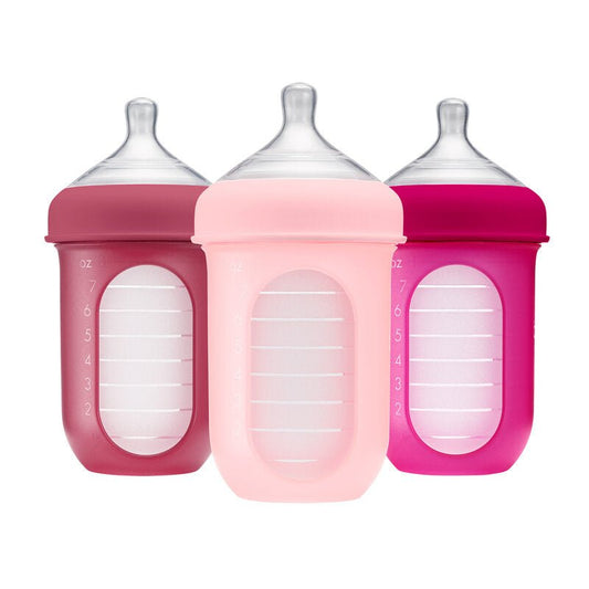 Boon NURSH Biberón Anti-Cólico 8oz (240ml) Set de 3 - Berry/Rosa - ColorPlay