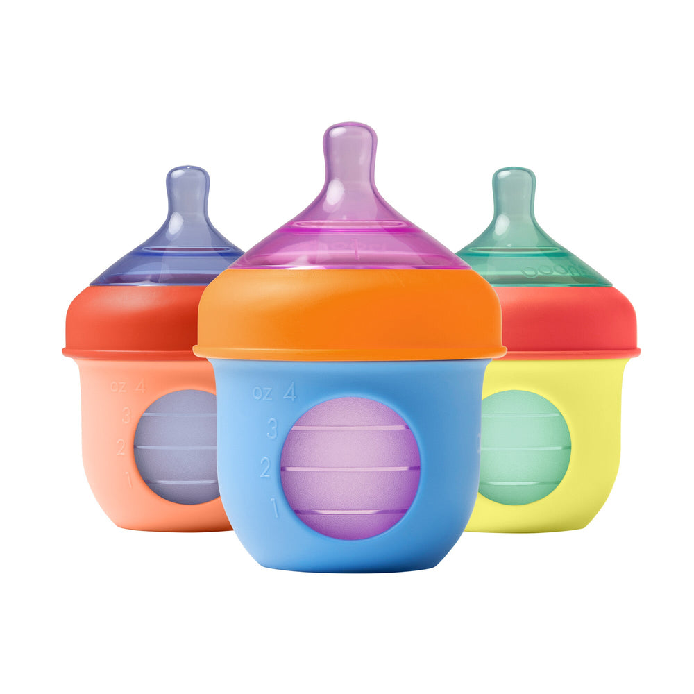 Boon NURSH Biberón Anti-Cólico 4oz (120ml) Set de 3 - Color Block
