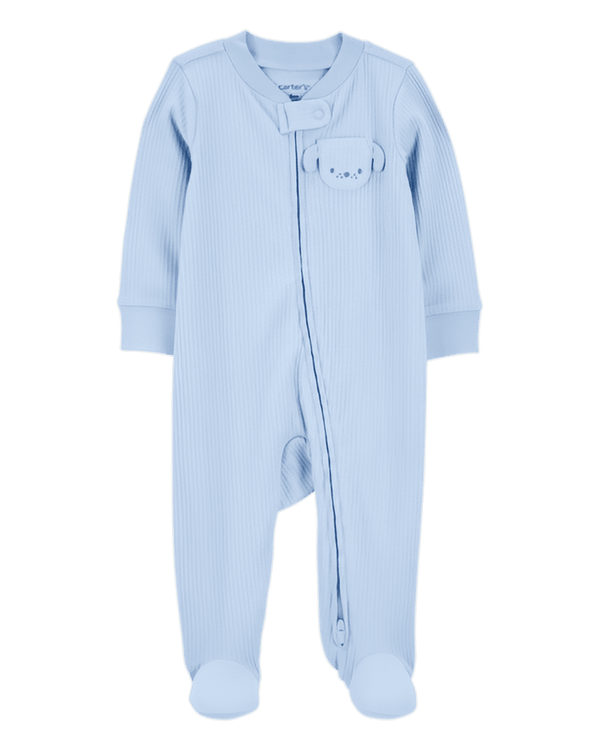 Carter's Baby Boy Dog Pocket 2 Way Zip Ribbed Sleep & Play Pajamas Blue