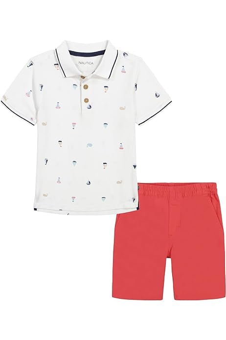 Nautica Niños Set Polo y Shorts - Estampado Náutico