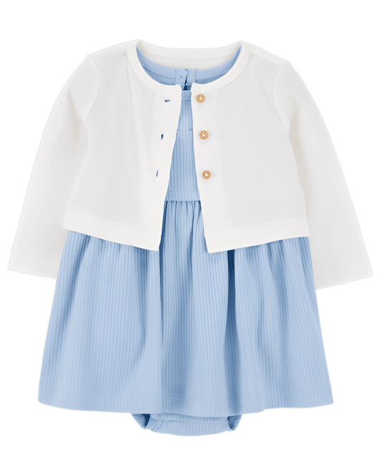 Carter's Baby 2 Piece Bodysuit Dress & Cardigan Set Blue - ColorPlay