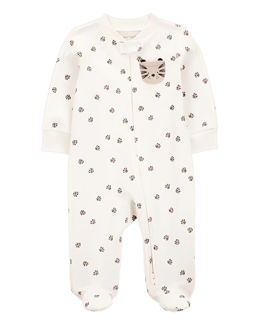 Carter's Baby Tiger Print 2 Way Zip Cotton Sleep & Play Pajamas Ivory - ColorPlay