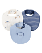 Carter's Baby 3 Pack Dog Bibs Blue Ivory - Image 1