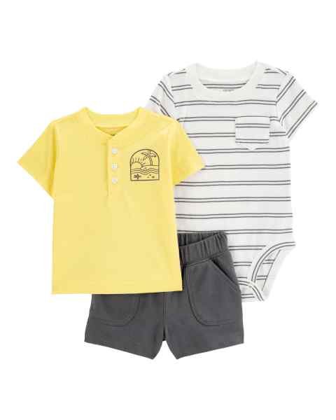 Carter's Set 2 Camisetas y Short Gris