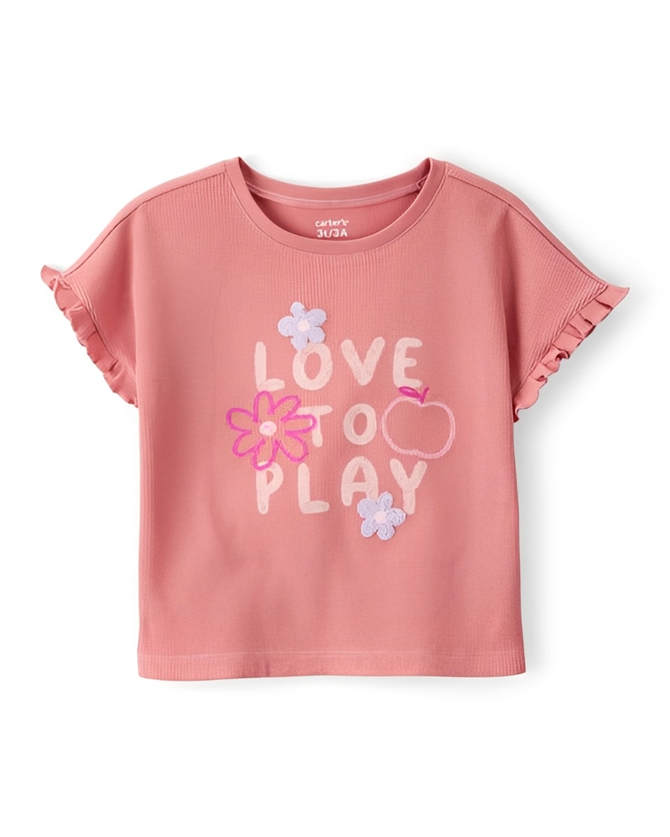 Carter's Toddler Girl Love To Play Flutter Sleeve Tee Pink