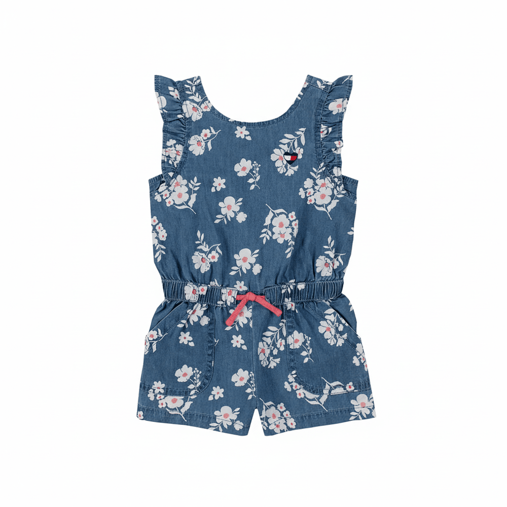 Tommy Hilfiger Girls Floral Denim Romper