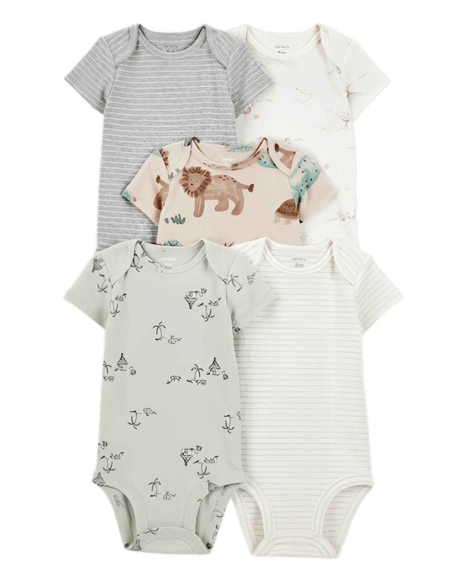 Carter's Baby 5-Pack Short Sleeve Bodysuits Safari Animals