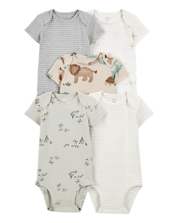 Carter's Baby 5-Pack Short Sleeve Bodysuits Safari Animals