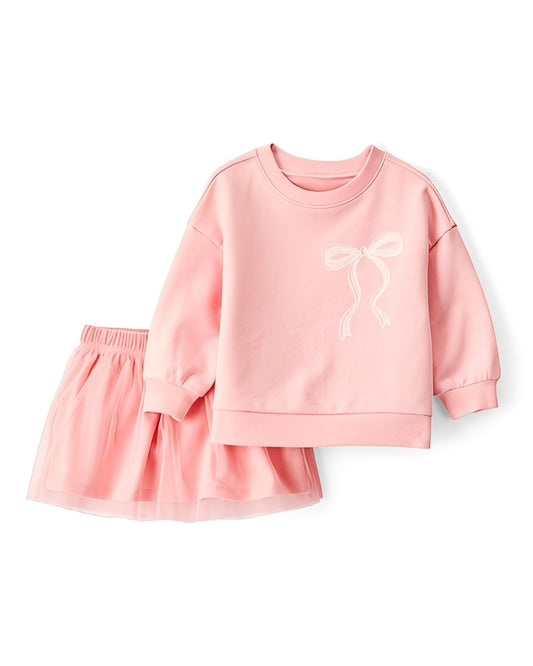 Carter's Baby Girl Bow Long Sleeve Top & Tulle Skort Set Pink - ColorPlay