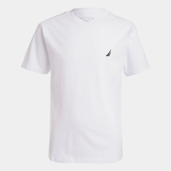 Nautica Niños Camiseta Cuello V - Blanco